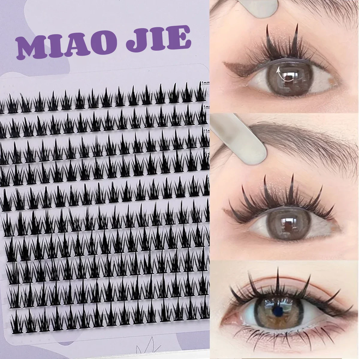MIAOJIE 160 filas de pestañas en racimo, pestañas postizas de visón, extensión de pestañas naturales, tira 3D de Rusia, ropa de pestañas individuales