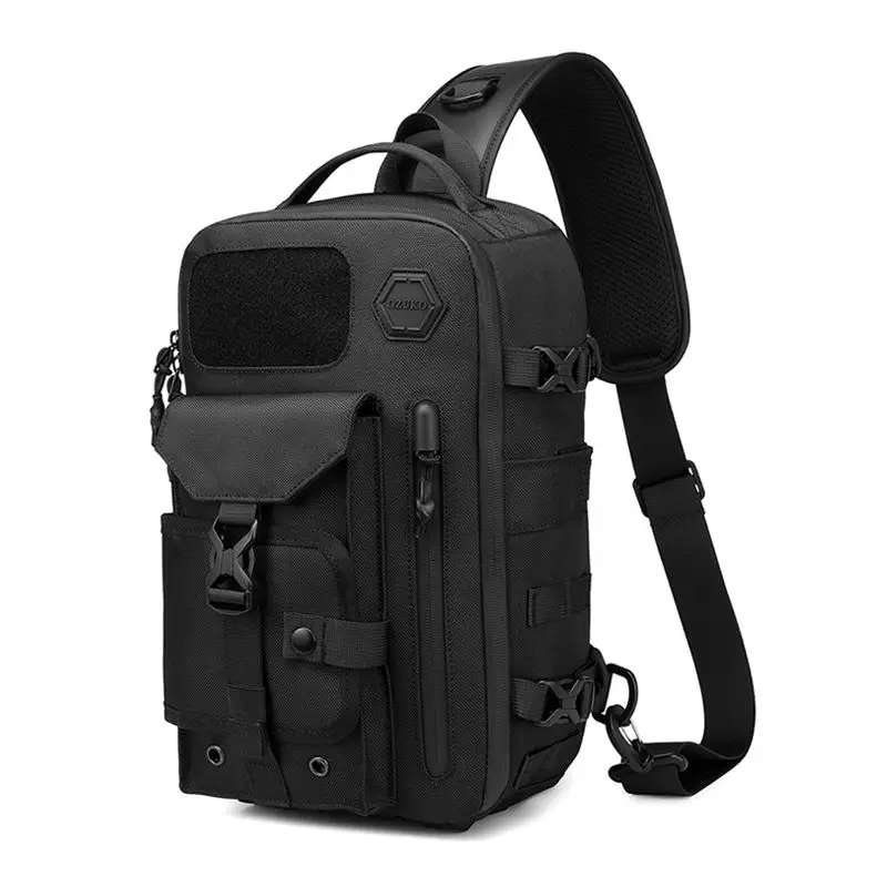 Ozuko bolsa de ombro transversal masculina, bolsa de peito à prova d'água, cintura tática, bolsa mensageiro com zíper, moda ao ar livre