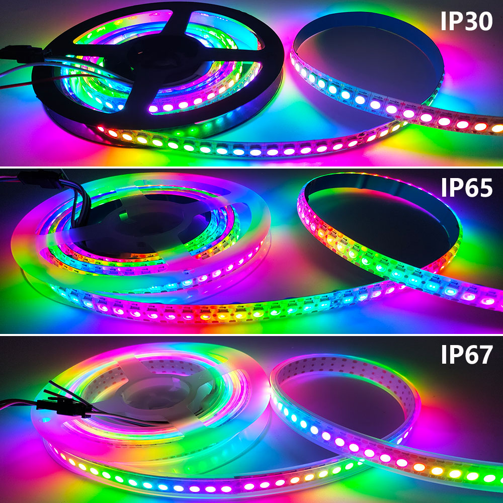 DC5V WS2812 WS2812B Taśma Led Czarny Biały PCB 30/60/74/96/144 diody led/m RGB Indywidualnie adresowalne Pixel Led Light IP30 IP65 IP67