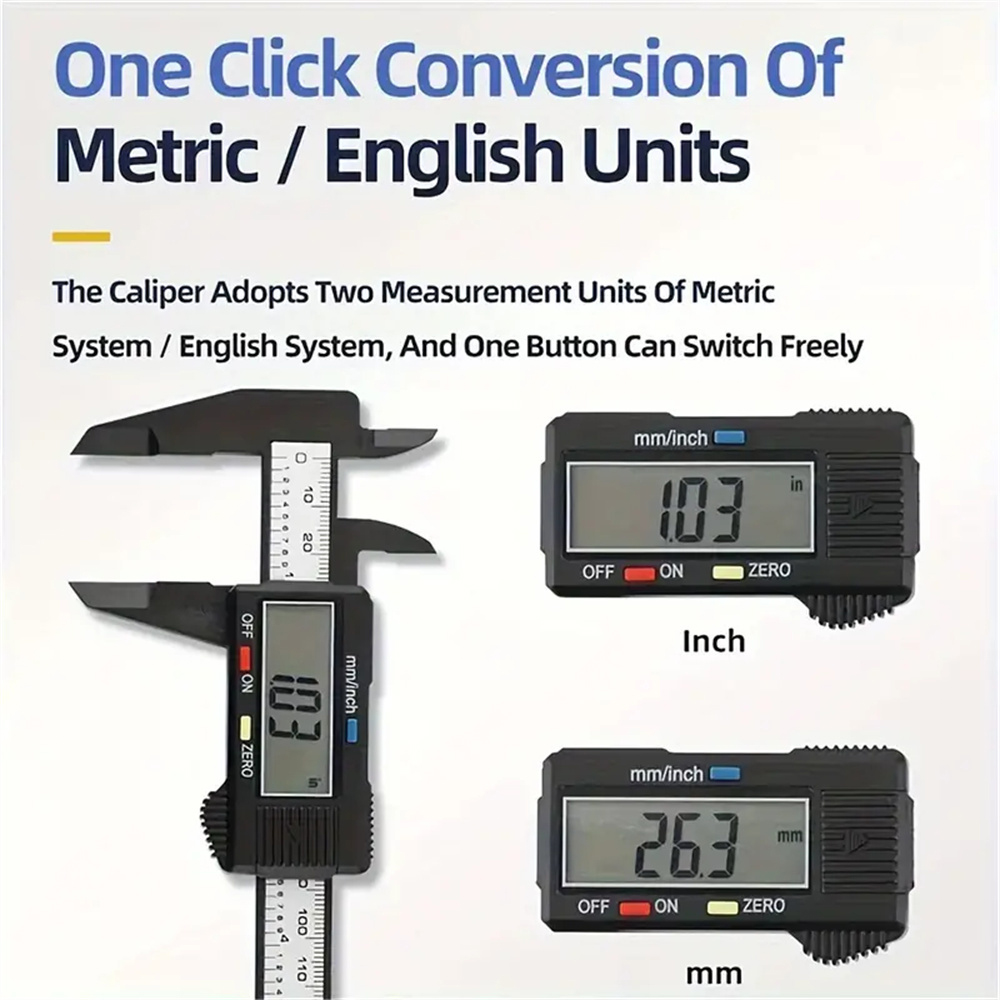 Calibrador Digital de 0-150mm con pantalla LCD, micrómetro electrónico, herramienta de medición Vernier Digital de fibra de carbono (sin batería)