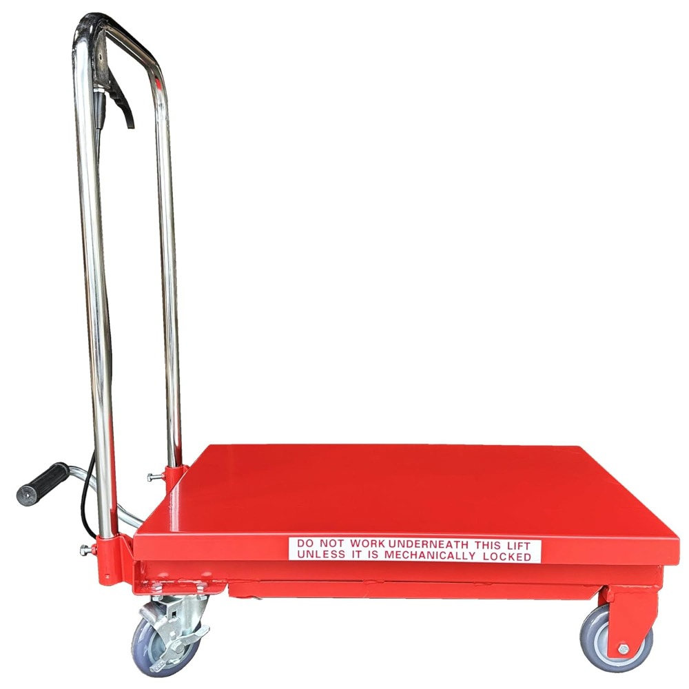 Hydraulic Lift Cart, 500 Lb. Capacity, 28" x 18" Platform, 9.25" to 28.5" Lift Height, 98lbs Net Weight