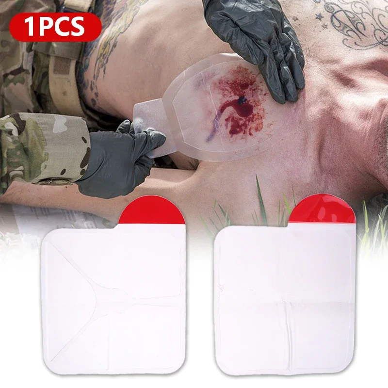 Kit de primeiros socorros para trauma, curativo com vedação no peito ventilado, bandagem de resgate de emergência, ferramenta quadrada para cuidados com feridas ao ar livre