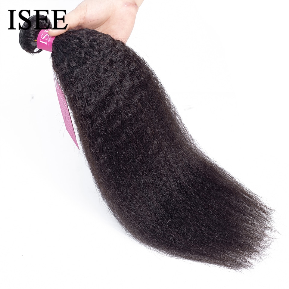 ISEE HAIR モンゴル変態ストレートバンドル 100% 人毛エクステンション 100% 1/3/4 バンドル取引レミーナチュラルヘアバンドル