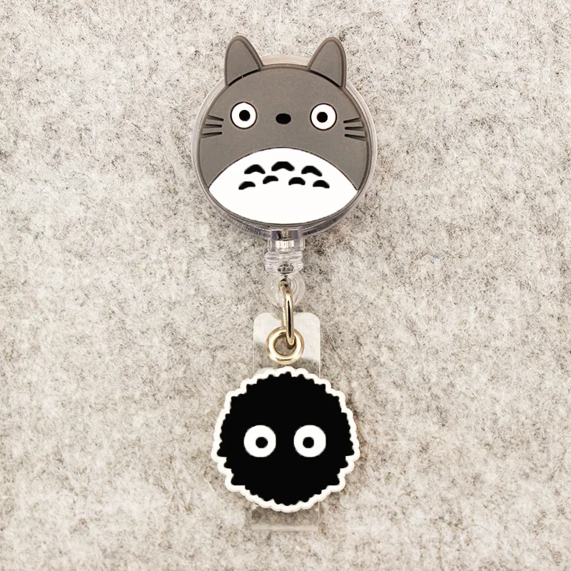 Gray Mouse Black Dust Style Rotate Badge Reel Nurse Workers Enfermera ID Holder Retractable Card Holder Accessory