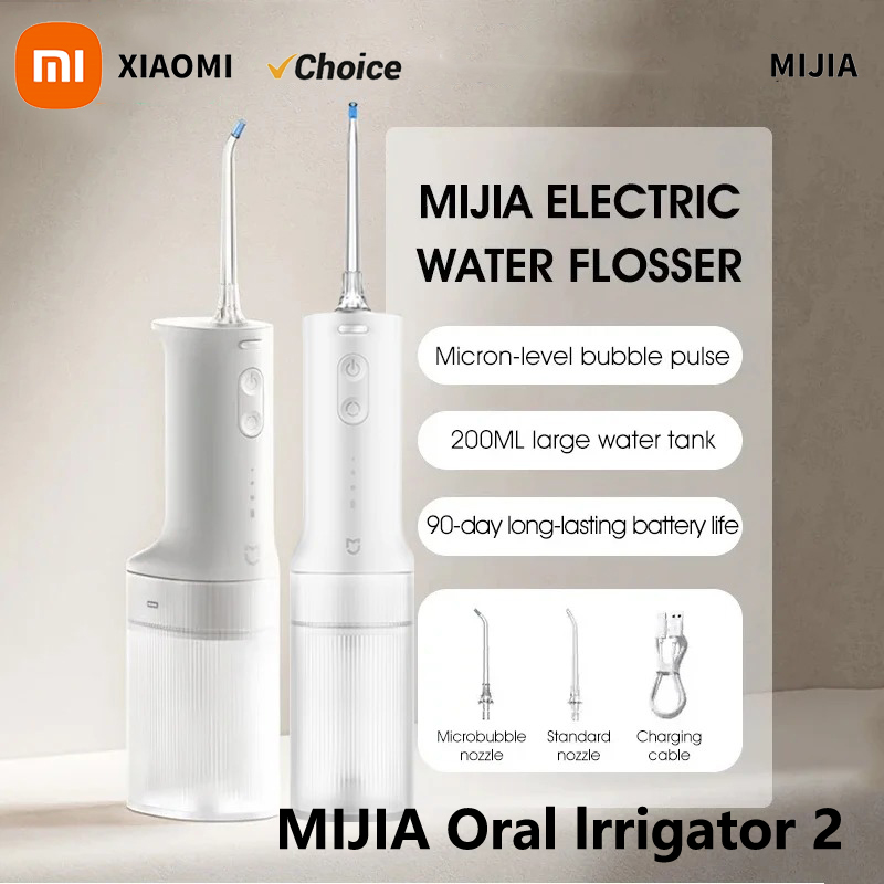 XIAOMI MIJIA Portable Oral Irrigator 2 Dental Teeth Whitening Flosser Bucal Tooth Cleaner Waterpulse Water Thread for Teeth -CN