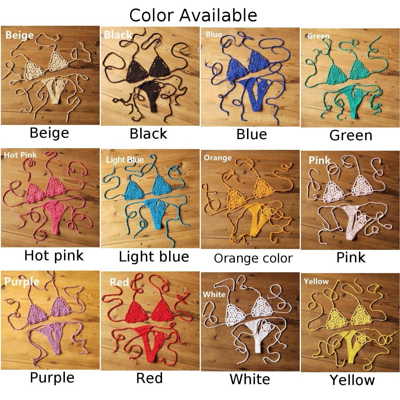 Conjunto de Bikini estilo vendaje de Color sólido de dos piezas de ganchillo a mano para playa de verano para mujer, conjunto de Bikini hueco, trajes de baño para mujer, ropa de playa