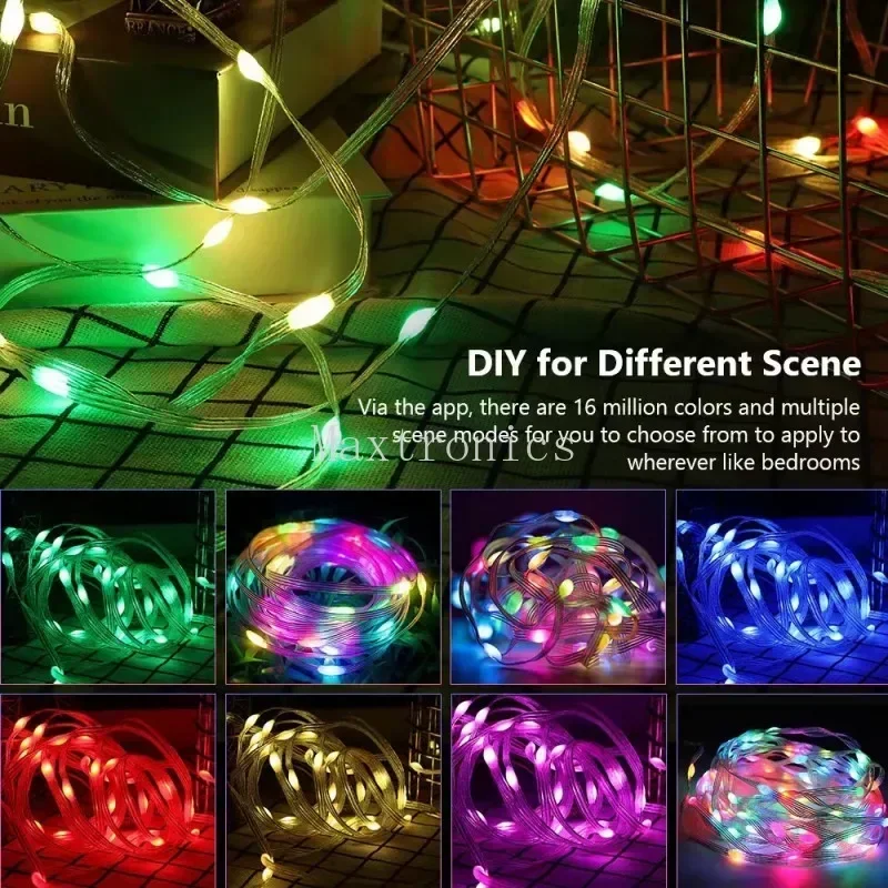 Dream color RGB LED Fee Lichterketten USB Bluetooth App Smart Girlande Lichterkette Hochzeits feier Weihnachts baum Dekor 2m 5m 10m