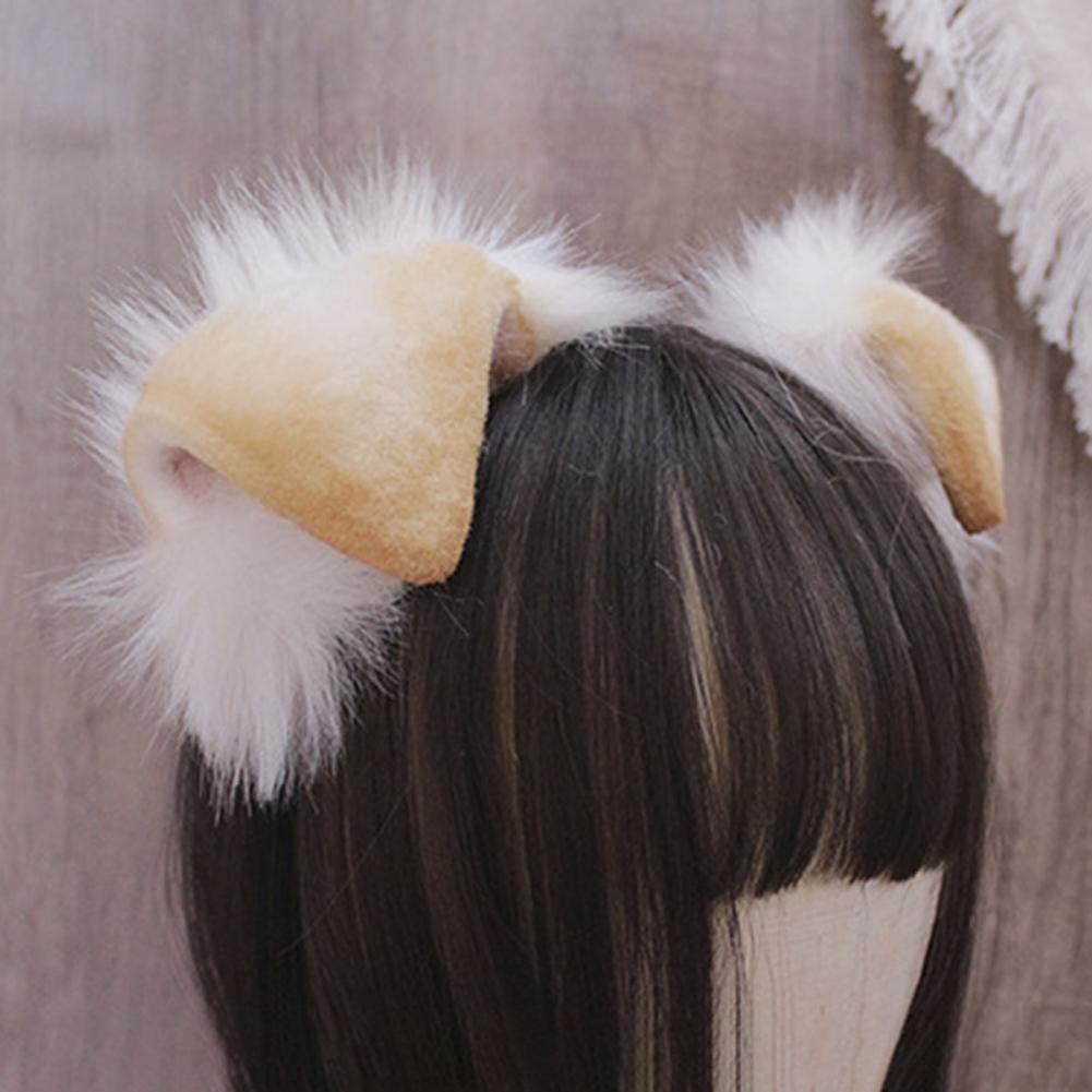 Повязка на голову из искусственного меха с ушками щенка, плюшевая повязка на голову с ушками щенка для косплея, ролевое платье, повязка на голову ручной работы из лисьего меха, реквизит для костюма