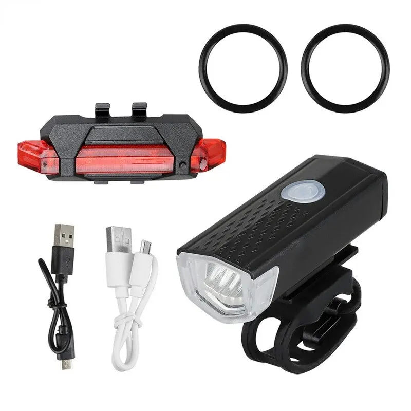 ไฟหน้าจักรยาน MTB ไฟ LED USB ชาร์จได้กันน้ำไฟหน้าจักรยานเสือภูเขาไฟเตือนความปลอดภัยอุปกรณ์จักรยาน