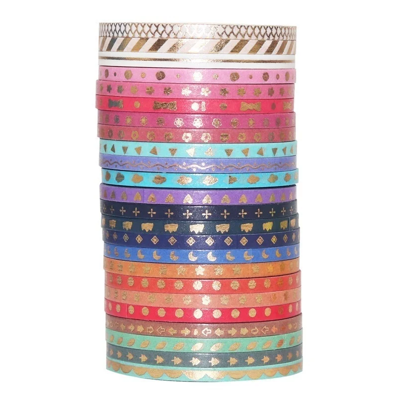 24 ม้วน Glitter รูปแบบ Washi เทปกาวสติกเกอร์มือไดอารี่สติกเกอร์ Masking เทปตกแต่งคริสต์มาส DIY หัตถกรรม