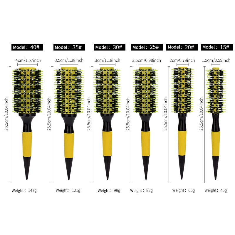 6 ขนาดท่ออลูมิเนียมขนไนลอนเข็มผม Curling Comb Cross-Border รอบจุดลูกกลิ้งหางจัดแต่งทรงผมหวีช่างทําผมเครื่องมือ
