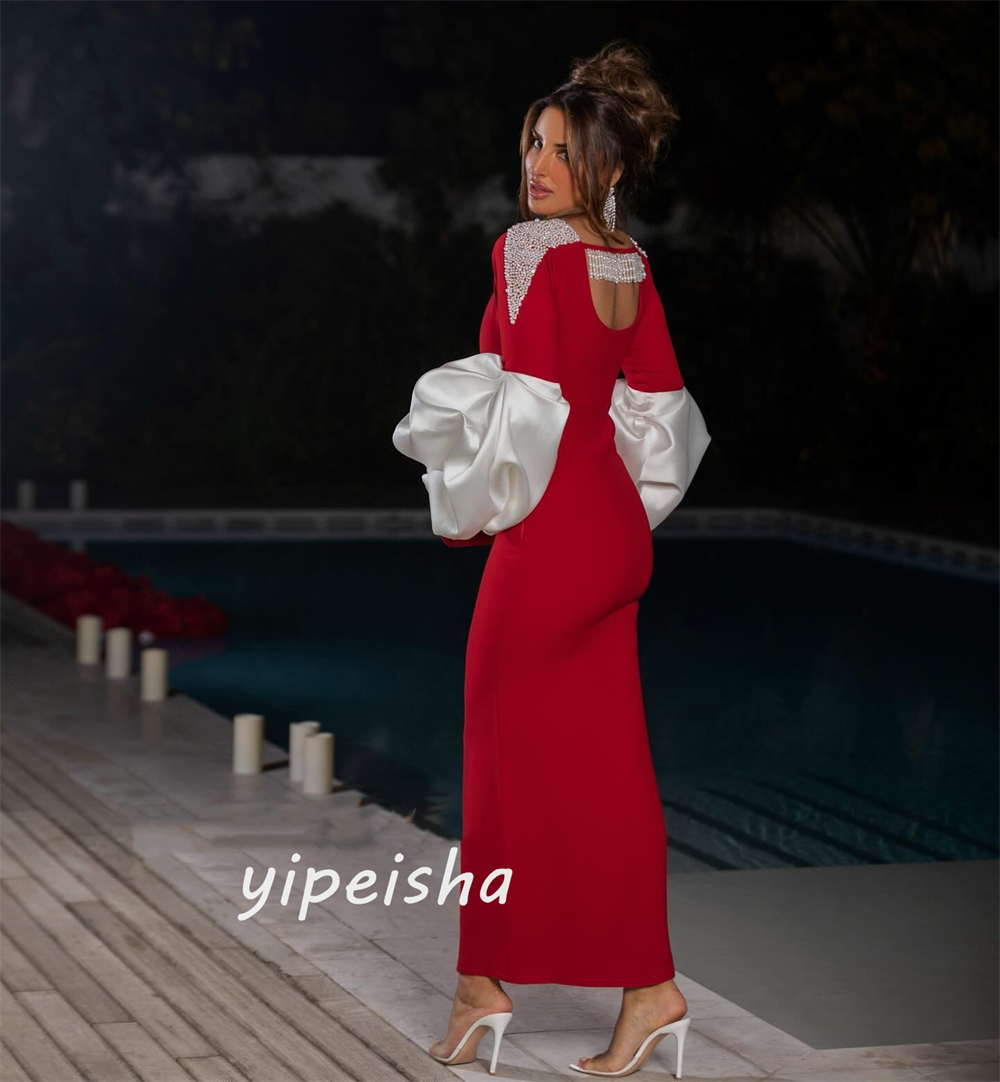 Customizeds Ruffles Beading Clubbing Sheath Boat Neck Bespoke Occasion Gown Long Dresses