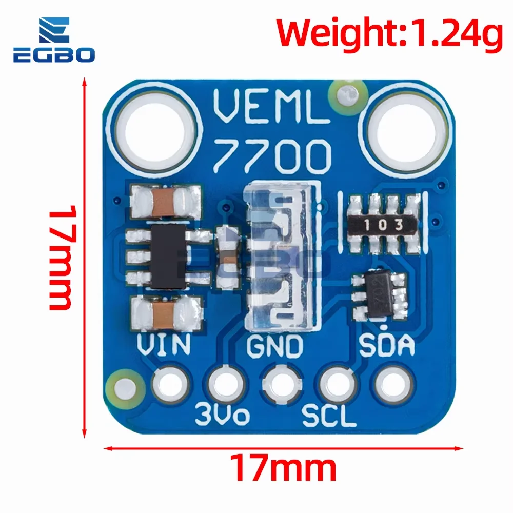 Módulo Sensor de luz ambiental VEML7700, placa Sensor de medición de luz Lux de 120k, interfaz I2C IIC de 3,3 V y 5V para Arduino Raspberry Pi