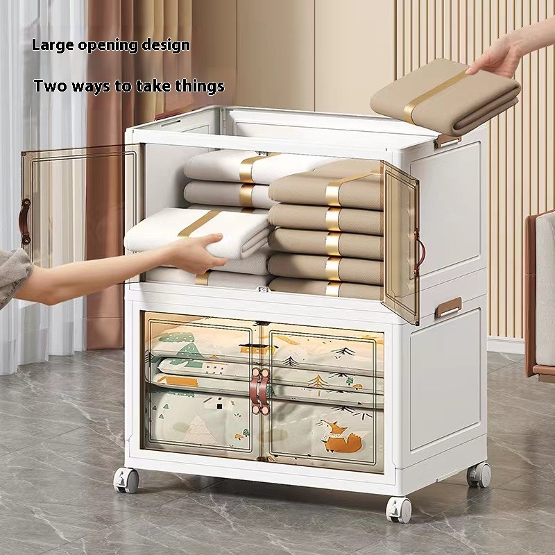 3/4/5 Layers Multifunction Folding Storage Cabinet Closet Organizer With Wheel Stackable Large Capacity Drawer Type Storage Box