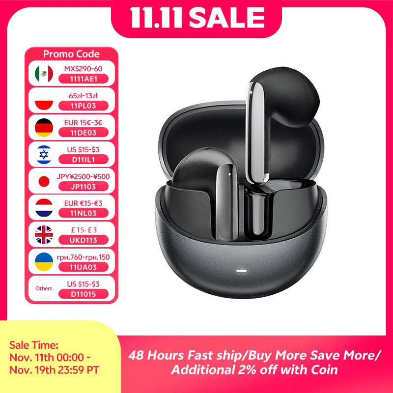 QCY-auriculares inalámbricos con Bluetooth 5,3, dispositivo de Audio de alta resolución, LDAC, 6 micrófonos, AI, HD, conexión multipunto, AilyBuds Pro + ANC, HT10