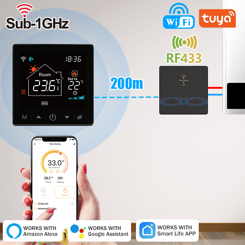 Tuya Smart Home Wifi Heizung Thermostat Drahtlose Batterie Kessel Wasser Heizung Digitale Temperatur Controller Alexa Google Hause