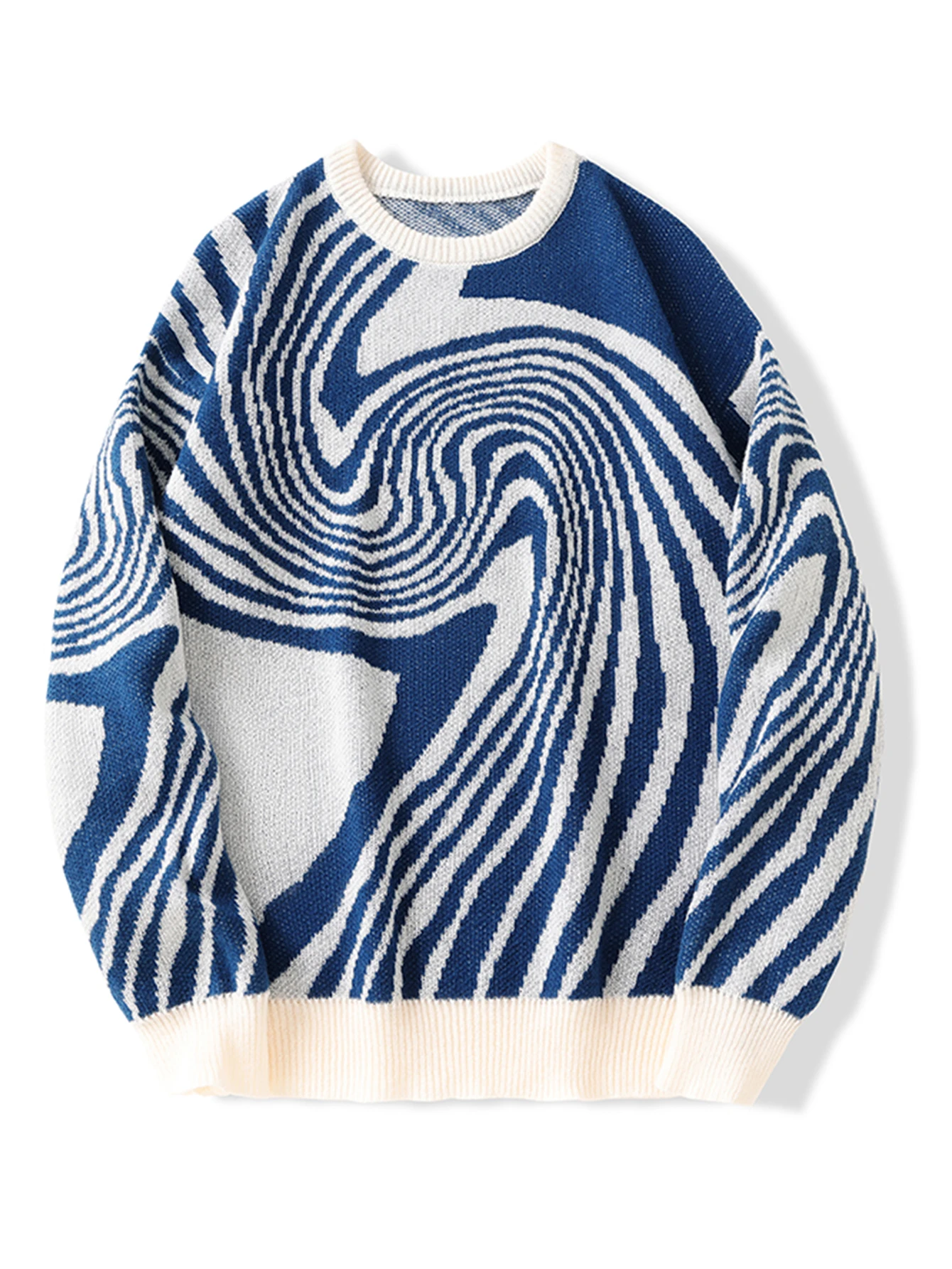 Neue beliebte Herbst und Winter Labyrinth Jacquard Muster Pullover Pullover lässig Rundhals ausschnitt Kontrast farbe gestrickt Herren Pullover