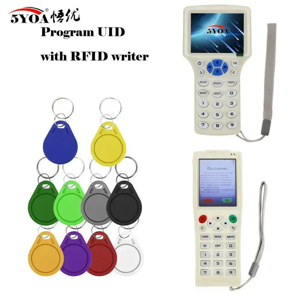 5YOA 10PCS 13.56Mhz RFID UID Token Copy Keykobs Changeable Attendance Management Clone Keychain For Mif 1k S50 Writable Badge