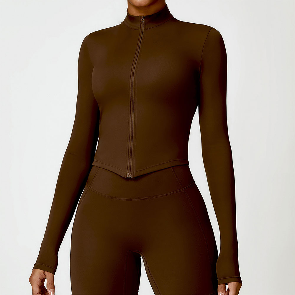 Camiseta de ejercicio para gimnasio para mujer, ropa deportiva de manga larga para Yoga, chaqueta con cremallera superior, camisetas de entrenamiento con realce para gimnasio, ropa deportiva para correr y ciclismo