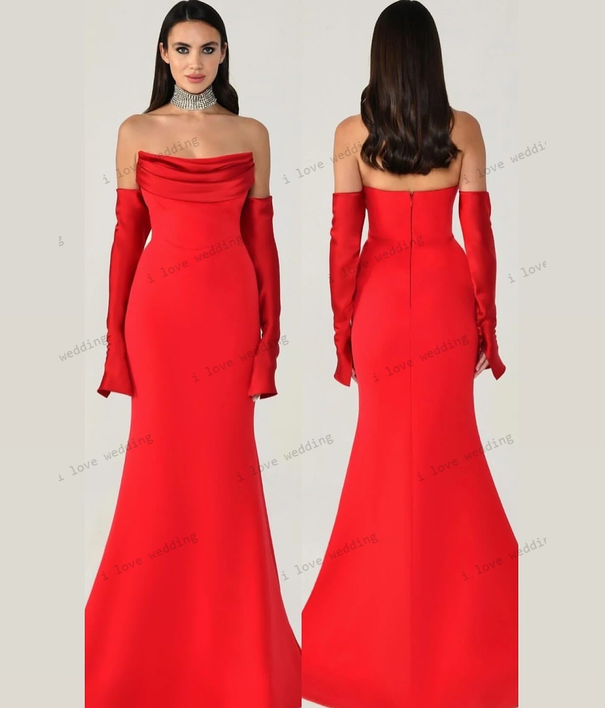 Brautjungfernkleid 2025, himmelblaues Hochzeitskleid für Frau, Gast, trägerlos, Satin, Meerjungfrau, offener Rücken, eleganter U-Boot-Ausschnitt, individuell