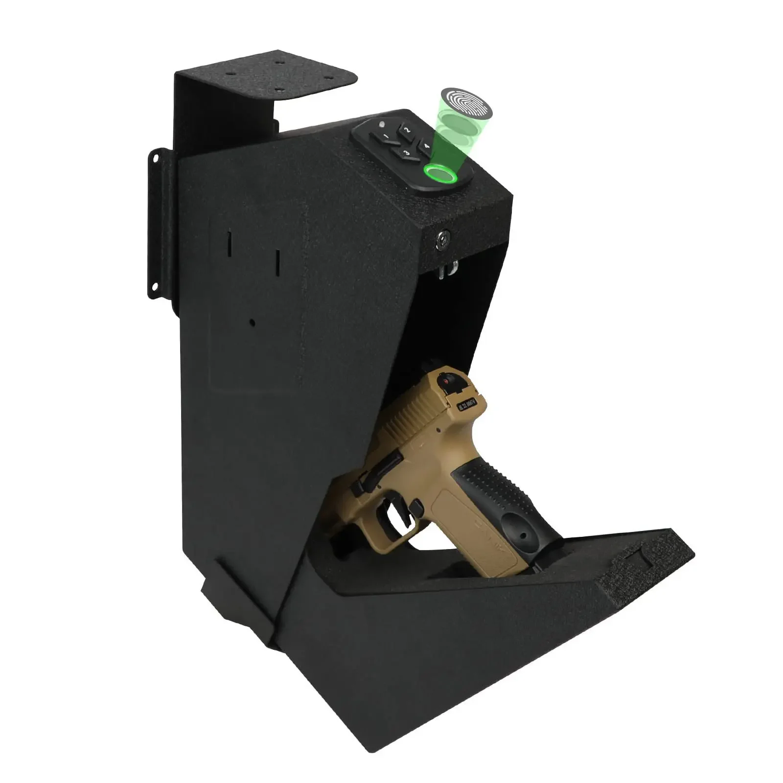 ปืนพกไบโอเมตริกซ์ปลอดภัย, Quick Access Handgun Safe Lock Box สําหรับ Home ลายนิ้วมือปืนมือปลอดภัย Biometric/ปุ่มกด/Key โหมดเงียบ