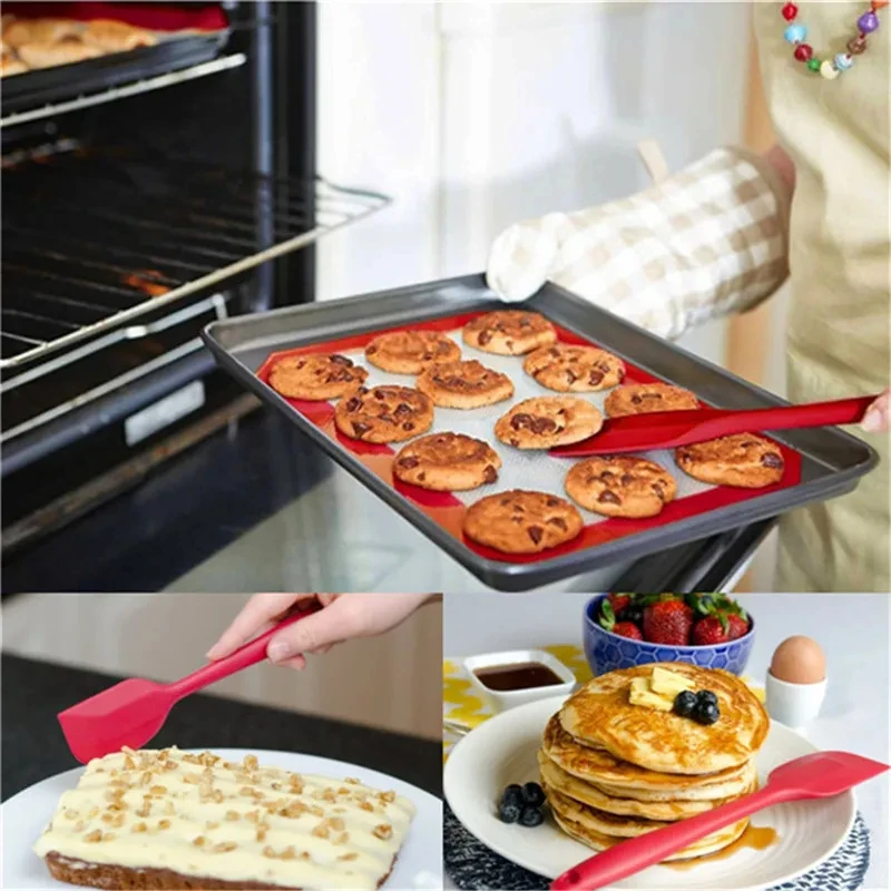 1pc pequeno resistente ao calor integrado lidar com silicone spooncolor raspador de silicone bolo creme espátula faca cozinha ferramenta de cozimento