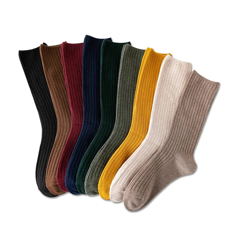 Chaussettes mi-bas respirantes pour femmes, chaussettes simples, rayures douces, décontractées, document uni, haute qualité, automne et hiver, 1 paire