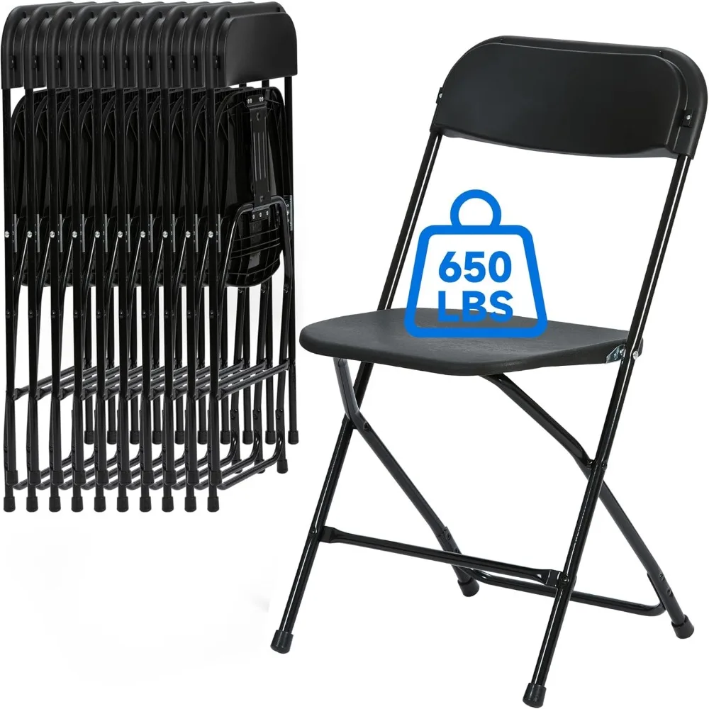 10 PCS Plastic Folding Chair, Portable Commercial Chair, 650 LB Capacity Premium Plastic Folding Chairs, Folding Chair for Weddi