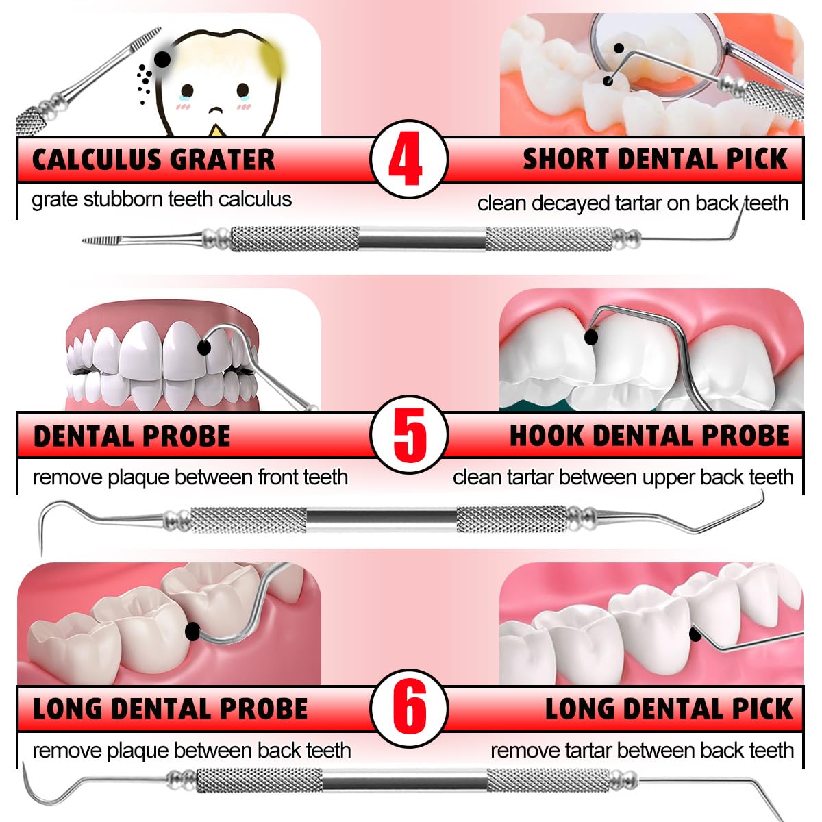 滅菌可能 6 ピース/箱歯科医準備ツールボックスステンレス鋼歯科ミラープローブピンセット歯科ケア実験室機器