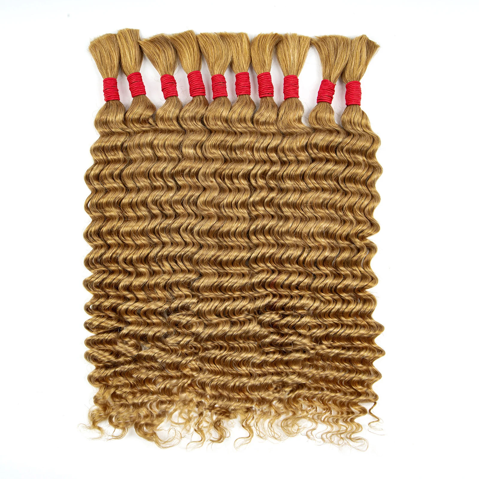 27 # Honey Ombre Deep Wave Bulk Cabelo Humano para Boho Braids Wet and Wavy Traiding Extensões de cabelo Curly Bulk Hair for Traiding