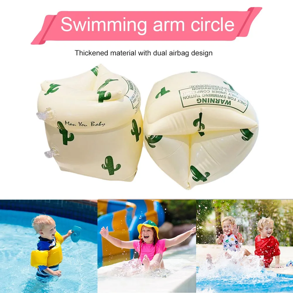1 คู่ Inflatable ว่ายน้ําแหวนแบบพกพาวงกลมลอยแขนแขนแหวนสระว่ายน้ําทุ่น Armbands สําหรับสระว่ายน้ํา Floaters