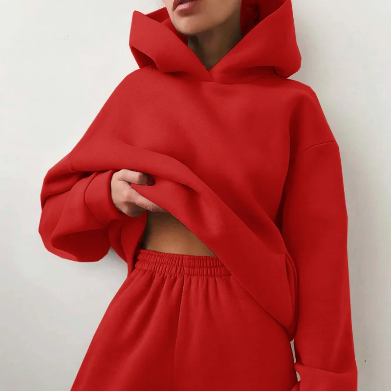 Herbst und Winter europäische und n Damen Freizeit mode verdickte lang ärmel ige Pullover Hose zweiteiligen Anzug