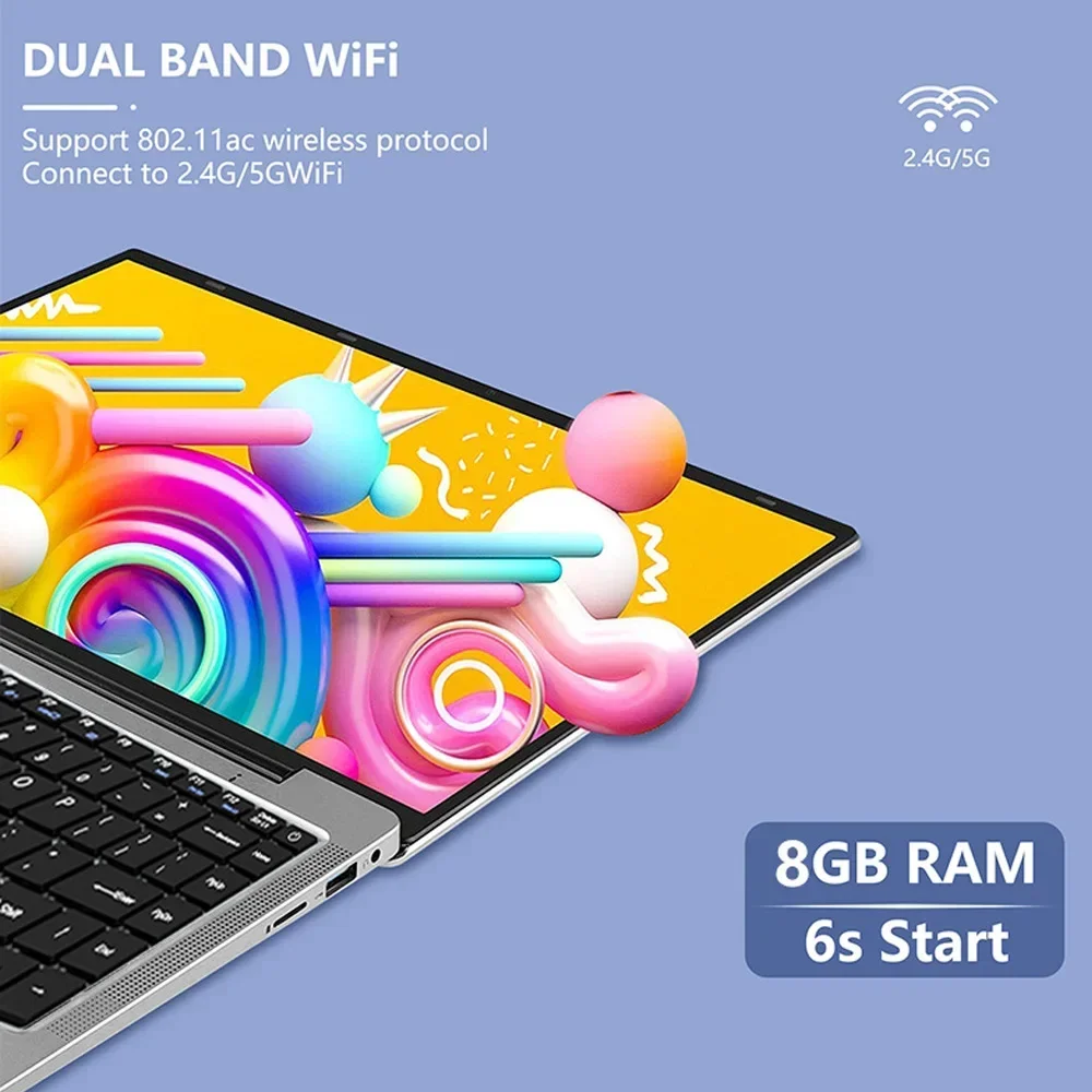 14,1-calowy komputer przenośny Celeron N4000 Windows 11 Pro do pracy biurowej - 8 GB pamięci RAM MAX 1 TB SSD - 2,4 G i 5,0 G WiFi, Bluetooth