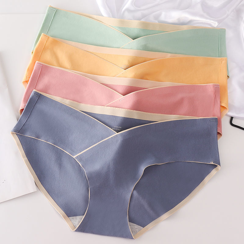 4 pièces culottes de maternité en coton taille haute culottes enceintes slips de soutien du ventre réglables pour les femmes enceintes culottes de couleur unie