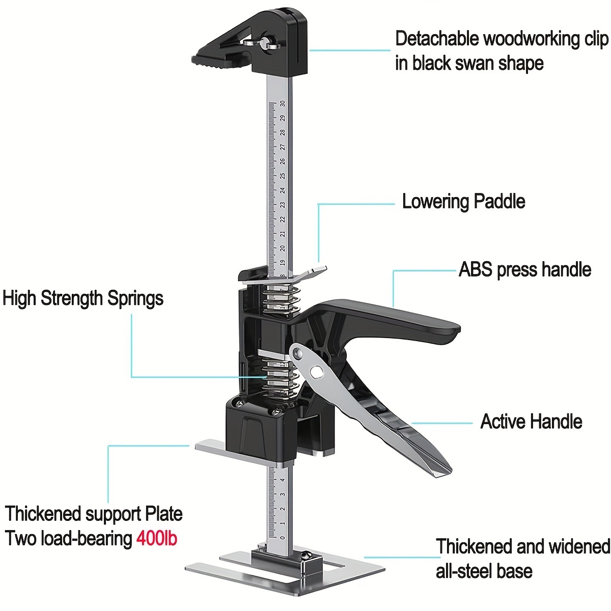 2 PCS Labor Saving Arm Tool-15.5 inch Portable Height Adjustable Lift Jack,Precision Clamping Hand Device for Drywall,Tile Locat