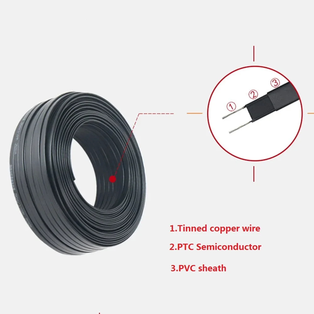 สายเคเบิลทําความร้อน 220V พร้อมปลั๊ก EU สายไฟควบคุมด้วยตนเองสายทําความร้อนสําหรับท่อน้ํา Deicing ป้องกันองค์ประกอบความร้อน