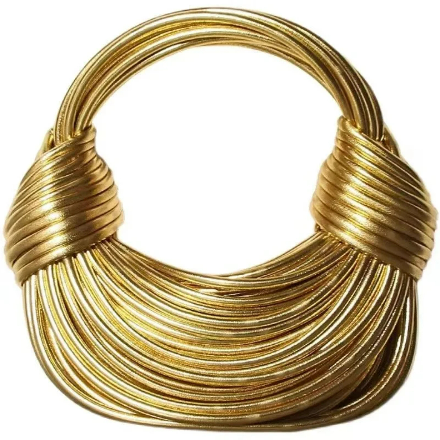 Hot Y2k Handtassen Voor Vrouwen Goud Luxe Designer Merk Handgeweven Noodle Tassen Touw Geknoopt Getrokken Hobo Zilveren Avond Clutch Chic
