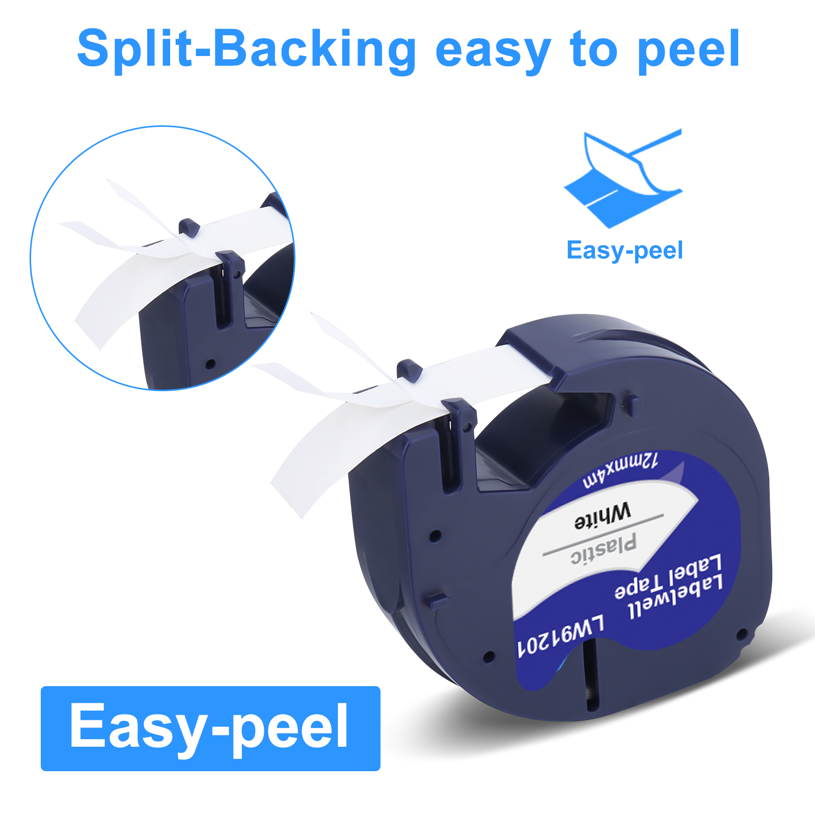 ラベルテープ,互換性のあるラベル,dymo letratag,ltテープ,12267, 91200, 91202,dymo lt100h,lt100t,QX-50, 12mm, 5個,10個