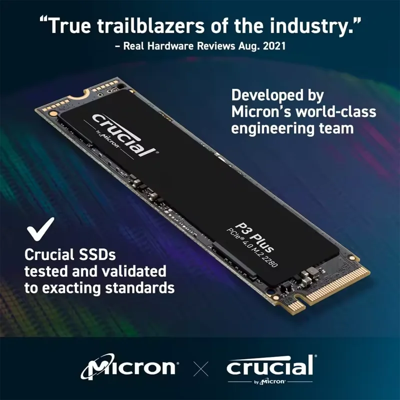 Crucial P3 Plus 2TB 1TB 500GB PCIe Gen4 3D NAND NVMe M.2 SSD, hasta 5000MB/s