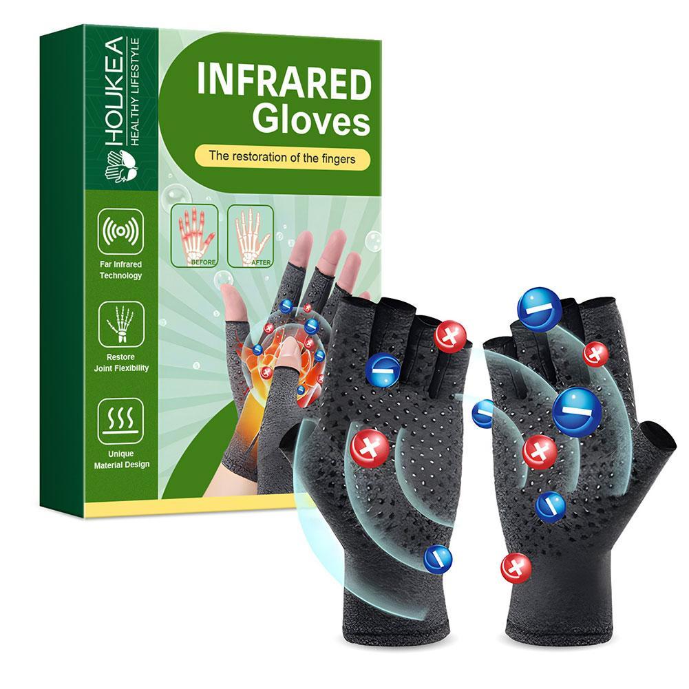 Guantes de compresión para artritis, medio dedo, alivio del dolor articular reumatoide, Reduce la hinchazón articular, soporte de mano y muñeca, 1 par