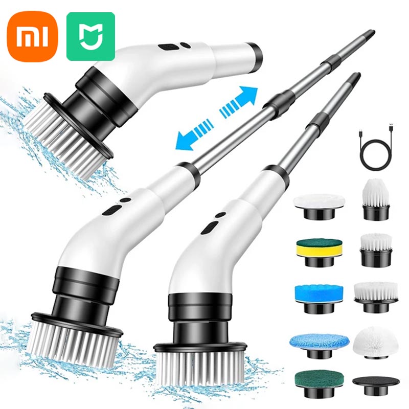 Xiaomi MIJIA-cepillo de limpieza eléctrica 9 en 1, inalámbrico, telescópico, de mano, para el hogar, cocina, suelo, baño, 9 cabezales, depurador limpio