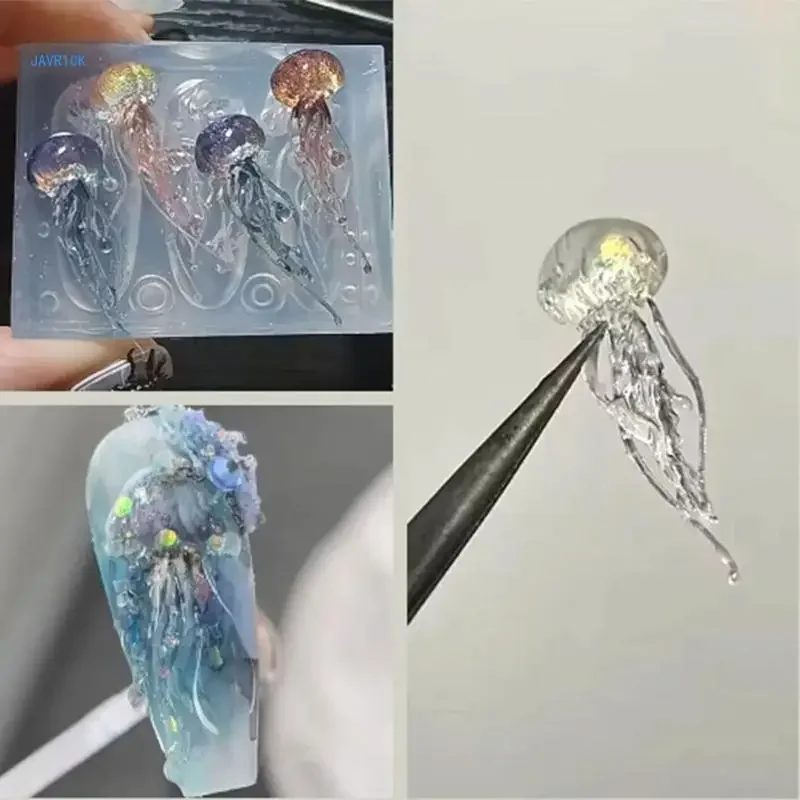 Creative แมงกะพรุน Art แม่พิมพ์ซิลิโคน Dropper แม่พิมพ์ตกแต่งแม่พิมพ์ที่ไม่ซ้ํากันเล็บแม่พิมพ์ซิลิโคนวัสดุ