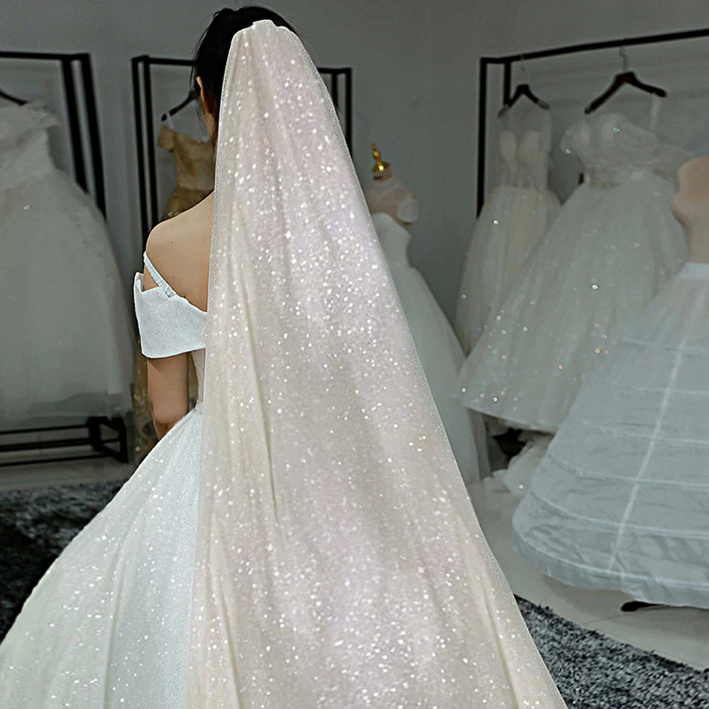 Toprqueen V101 Kerudung Pernikahan Memicu Emas Pengantin Wanita Katedral Panjang Sampanye Manik Berwarna Aksesori Pernikahan Kerajaan
