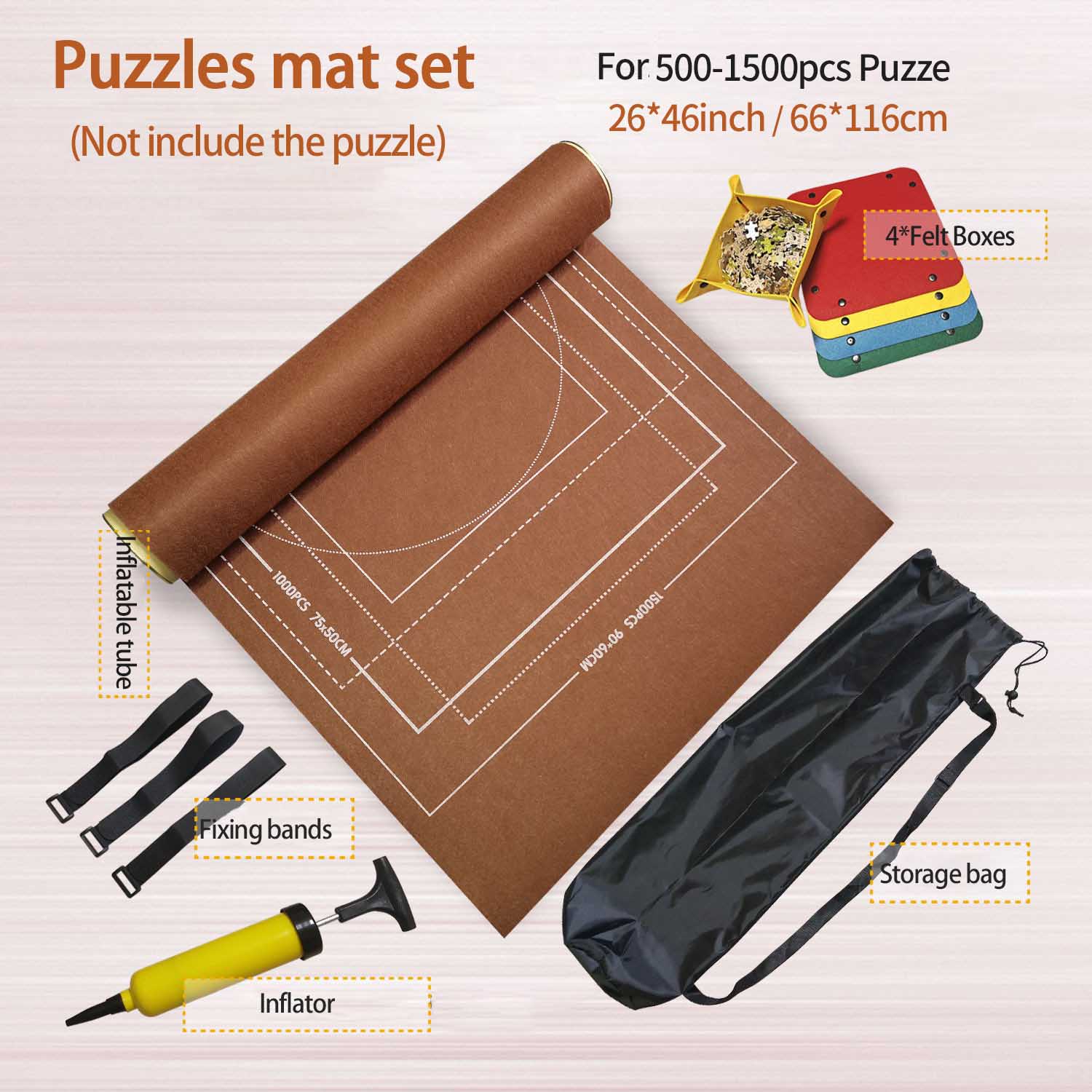 Professionelle Puzzle-Rollmatte, Decke, Filzmatte, bis zu 1500/2000/3000 Teile, Zubehör, Puzzle, tragbare Reise-Aufbewahrungstasche