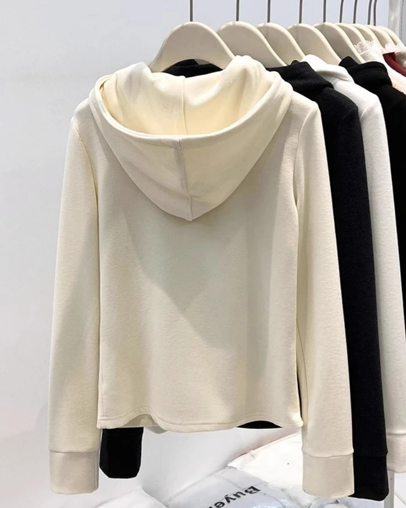 Sudadera con capucha cálida y versátil para mujer, capa Base de lana con capucha para Otoño/Invierno 2026, recién llegado