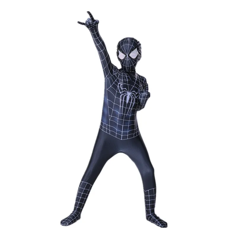 Costume da supereroe con ragno nero, personaggio del film, maschera di Peter Parker, costumi cosplay di Halloween