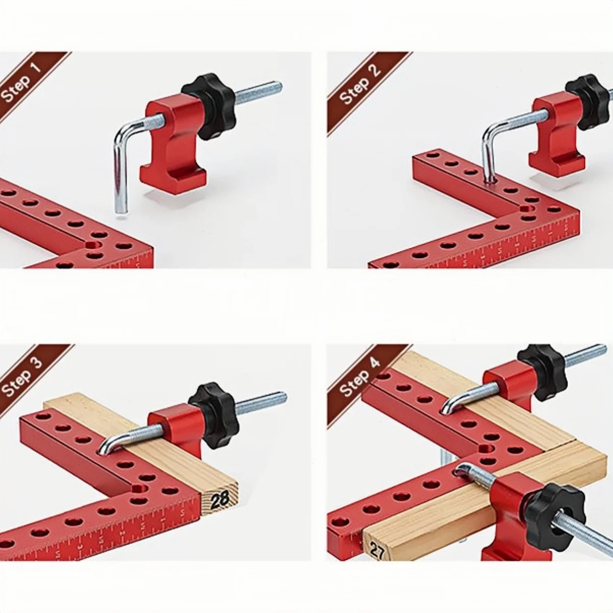 Kątownik stolarski 90 stopni 120/140/160 mm, zacisk kątowy, aluminiowy klips mocujący, narzędzie do mocowania narożników w drewnie.