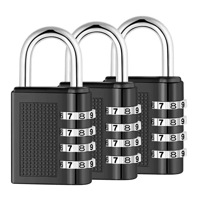 Lucchetto a combinazione in lega di zinco a 4 cifre Lucchetto per bagagli Antifurto Sicurezza resistente alle intemperie Palestra all'aperto Codice sicuro Serratura per porta Nero