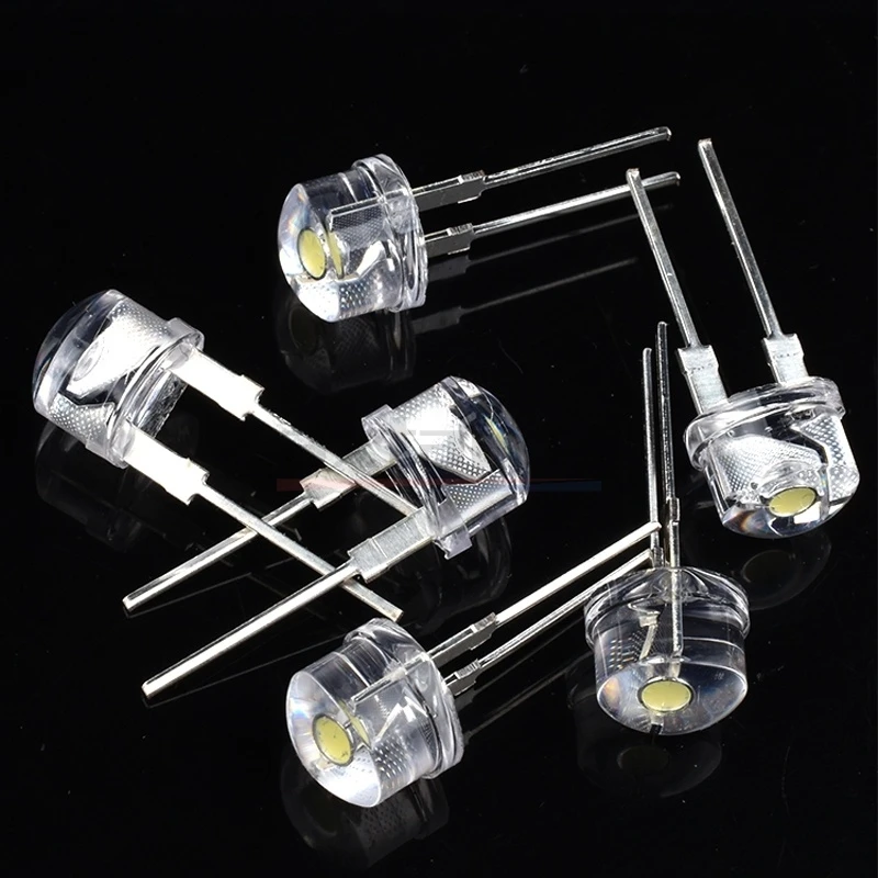 100 PZ 8mm LED Bianco Rosso Giallo Blu Verde Diodo Super Luminoso Led Power Cappello di Paglia Lampada Perline Lampadine Lampada a Diodi Emettitori 0.5 W