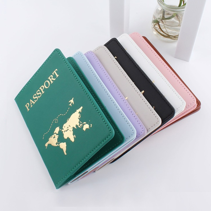 Simple Fashion Passport Cover World Map Thin Slim Travel Passport Holder Wallet Gift PU Leather Card Case Cover Unisex